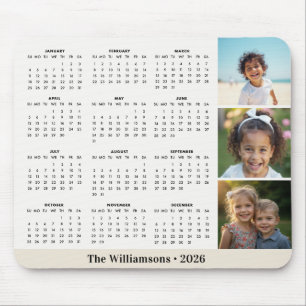 2026 Photo Collage Family Calendar Mouse Pad
