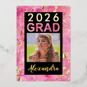 2026 Pink Gold Watercolor Art Photo Graduation