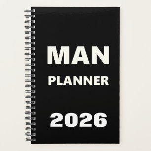 2026 Planner For Men Man Planner White Font Black