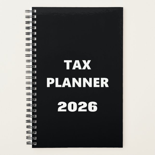2026 Planner Tax Planner Black White Design (Front)