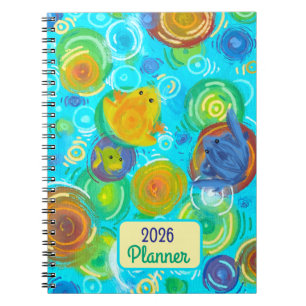 2026 Planner with colorful frogs on colorful water Notebook