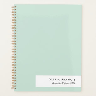 2026 Plans Modern Minimalist Mint Green Pastel Planner