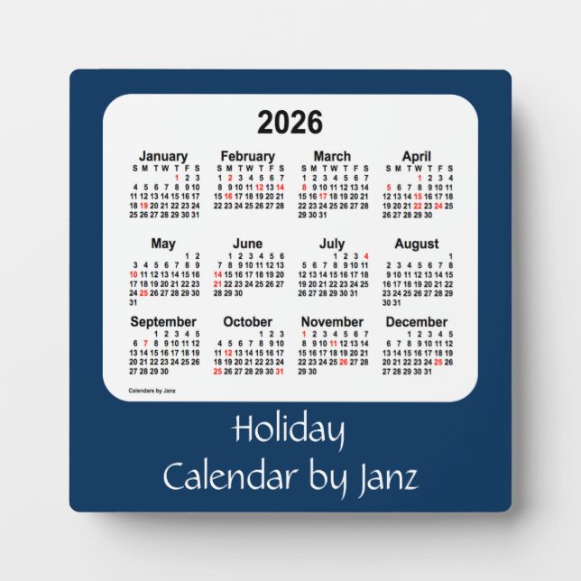 2026 Police Box Blue Holiday Calendar by Janz Plaque (Front)