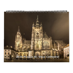 2026 Prague - St.Vitus Cathedral at Night Calendar