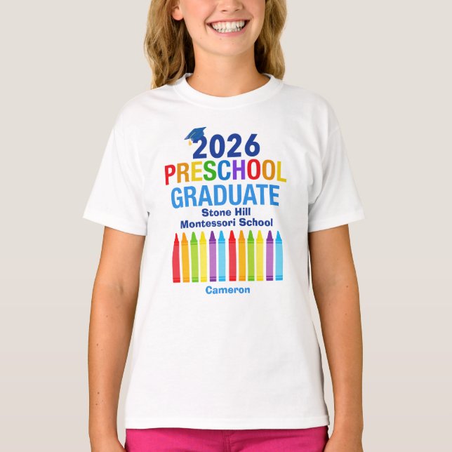 2026 Preschool Graduate Cute Custom Kids T-Shirt (Front)