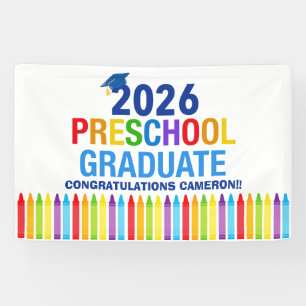 2026 Preschool Graduation Party Custom Graduate Banner