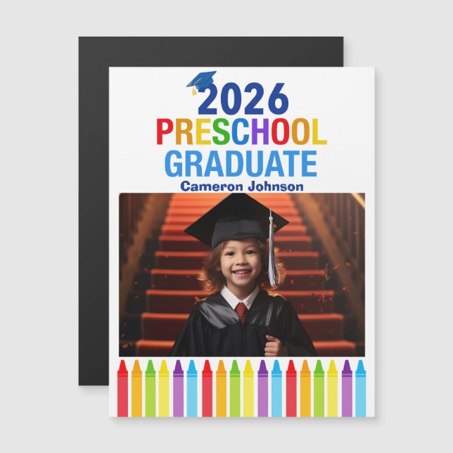 2026 Preschool Graduation Photo Custom Magnet Card (Front/Back)