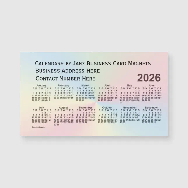 2026 Rainbow Cloud Calendar by Janz Zazzle.co.nz