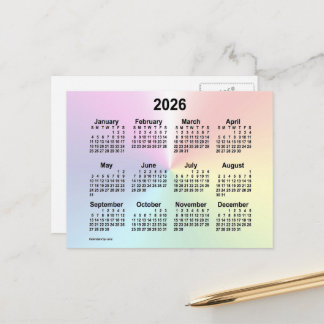 2026 Rainbow Cloud Mini Calendar by Janz Postcard