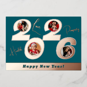 2026 real rose gold foil 4 pictures happy new year