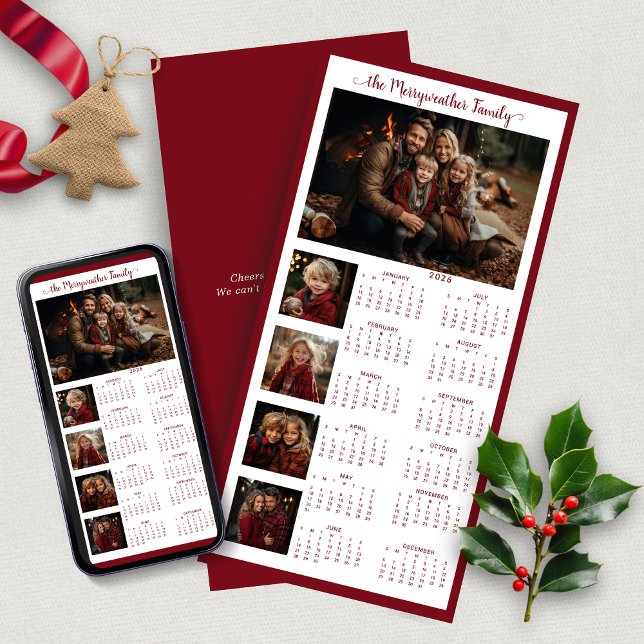 2026 Red Simple Modern Holiday Photo Calendar (2026 Red Simple Modern Holiday Photo Calendar with Instant Download)