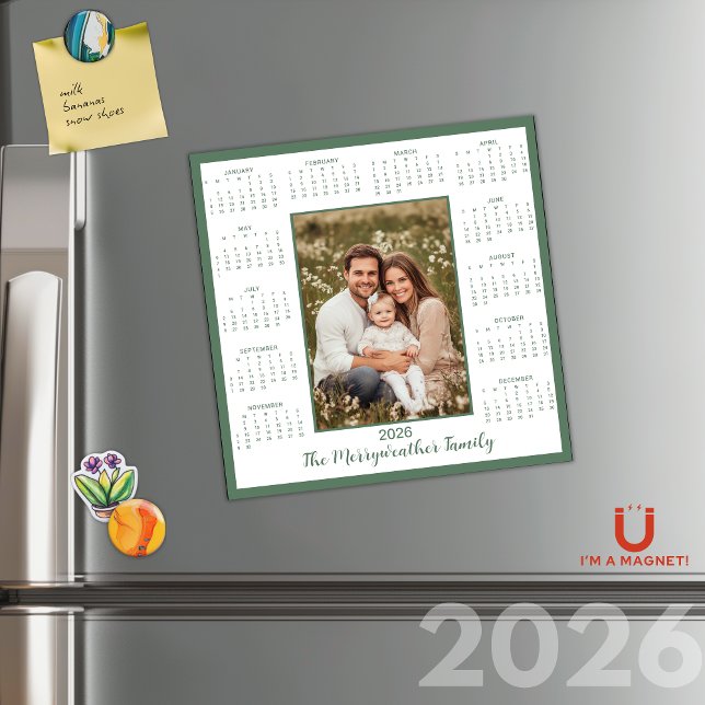 2026 Sage Green Photo Magnetic Calendar (2026 Sage Green Photo Magnetic Calendar)