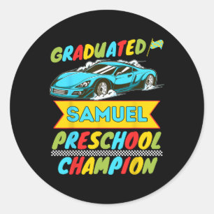2026 Samuel Personalised Last Day Of Preschool Gra Classic Round Sticker