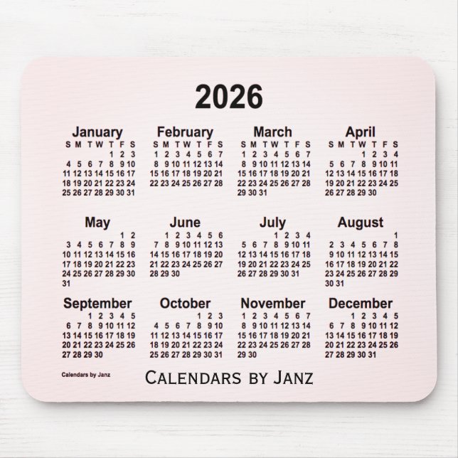 2026 Sangria Smoke Calendar by Janz Mouse Pad (Front)