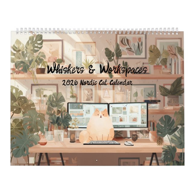 2026 Scandinavian Office Cats Wall Calendar (Cover)
