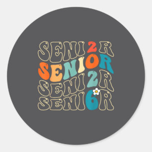 2026 Senior Grad Groovy 2026 Graduation Class Smil Classic Round Sticker