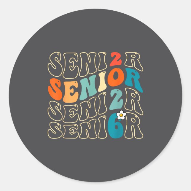 2026 Senior Grad Groovy 2026 Graduation Class Smil Classic Round Sticker (Front)
