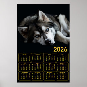 2026 Siberian Husky Calendar  Poster