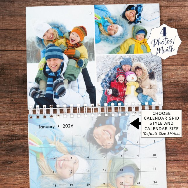 2026 Simple Custom Photo Collage 4 Per Month Calendar (Creator Uploaded)