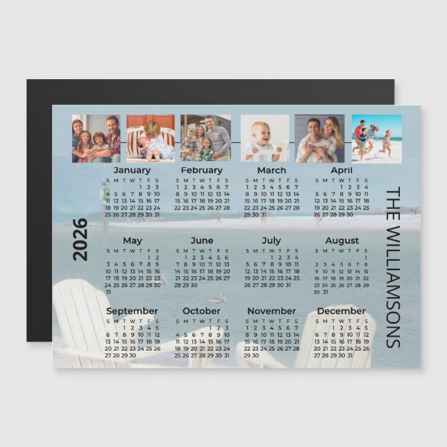 2026 Six Photos Beach Calendar Magnet  (Front/Back)