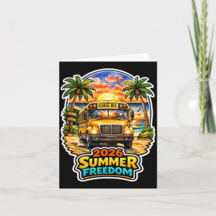 2026 Summer dom School Bus Beach Vacation Card