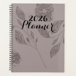  2026 Taupe Floral  Planner