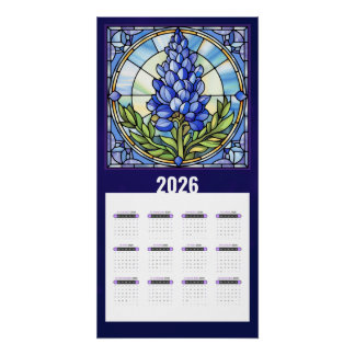 2026 Texas Bluebonnet Calendar Poster