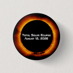 2026 Total Solar Eclipse 3 Cm Round Badge