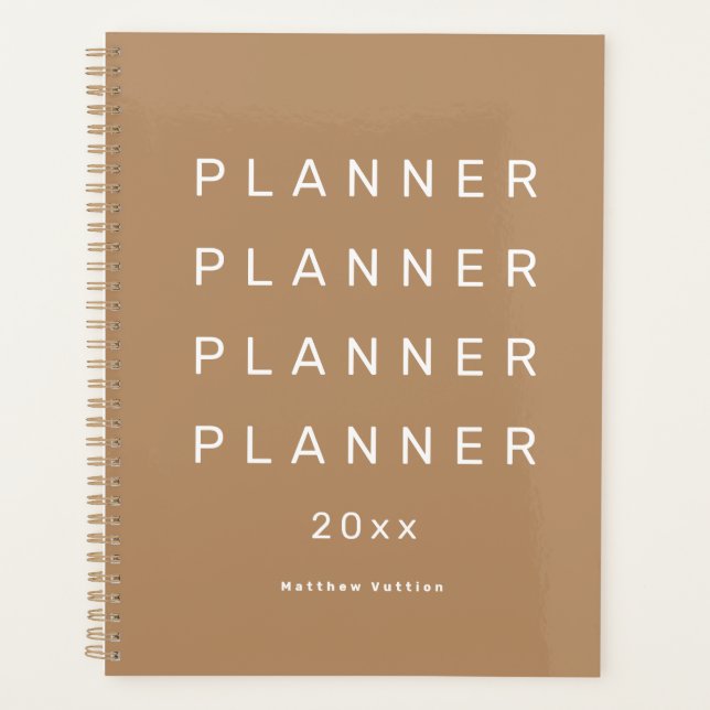 2026 Trendy Modern Brown Weekly Dated Planner (Front)