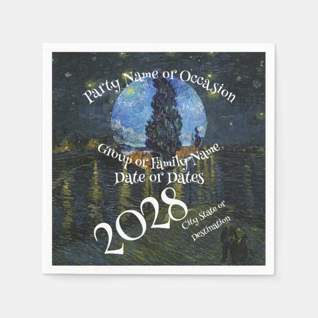 2026 Vacation Trip Tour Road Dinner Wine Ship Date Napkin (Front)