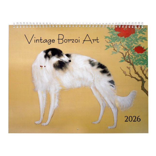 2026 Vintage Borzoi Art Calendar (Cover)