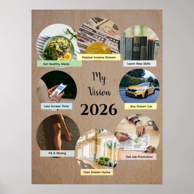 2026 Vision with 8 Floating Photo Circles Poster (Front)