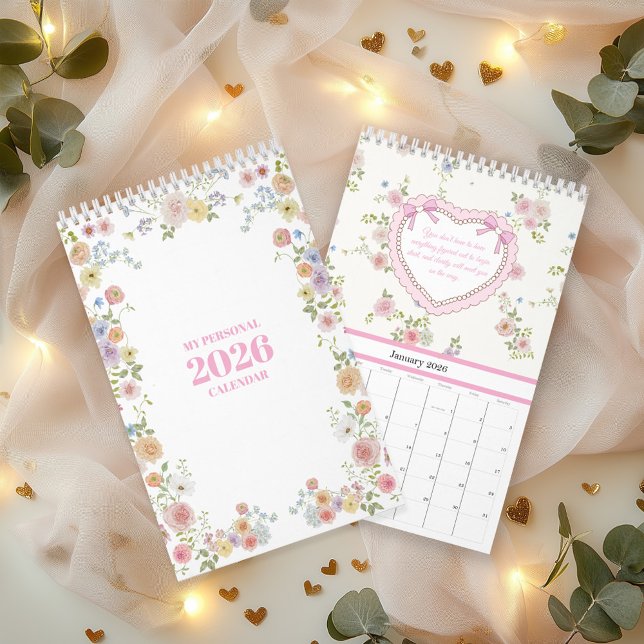 2026 Watercolor Pastel Floral Calendar with Quotes (2026 calendar with pastel watercolor florals and uplifting quotes to inspire women all year)