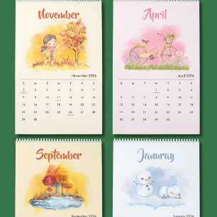 2026 Watercolor Seasons Calendar