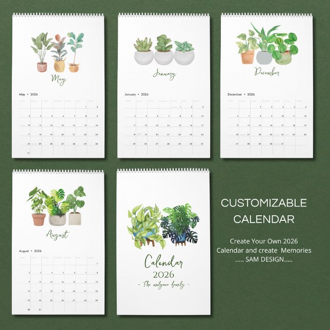 2026 Watercolor Succulent & Leaf Calendar | Botani (Creator Uploaded)
