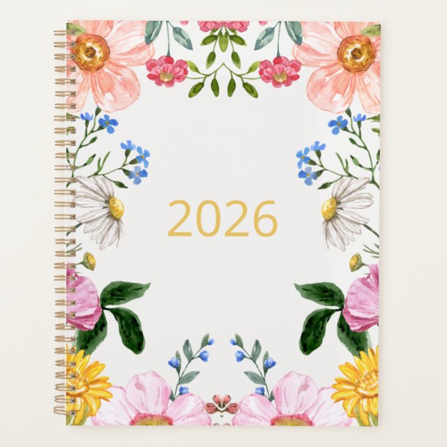  2026 Weekly Planner Whimsical Wildflowers (Front)