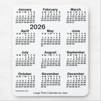 2026 White Large Print Calendar by Janz Mouse Pad