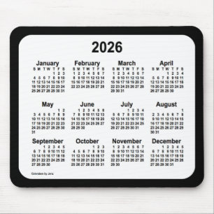 2026 White on Black Calendar by Janz Two Tone Mouse Pad
