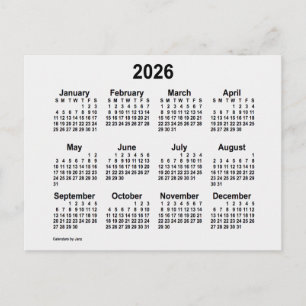 2026 White Smoke Mini Calendar by Janz Postcard