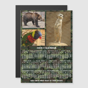 2026 Year Calendar Camouflage Add 3 Custom Photos Magnetic Invitation
