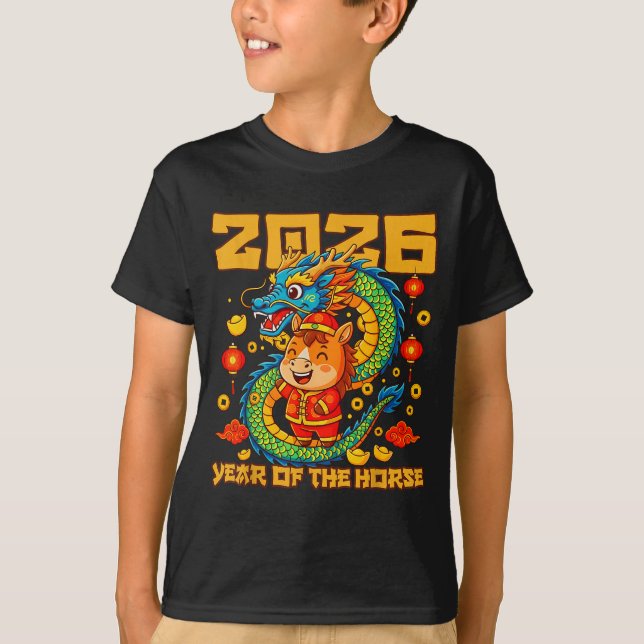 2026 Year Horse Dragon Happy Chinese New Year  T-Shirt (Front)