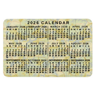 2026 Year Monthly Calendar Antique Map Large Print Magnet