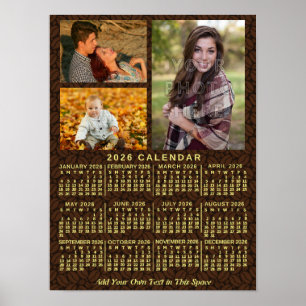 2026 Year Monthly Calendar Coffee Beans 3 Photos Poster