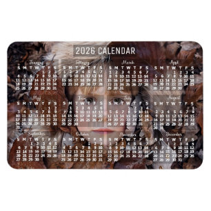 2026 Year Monthly Calendar White Add Photo Magnet