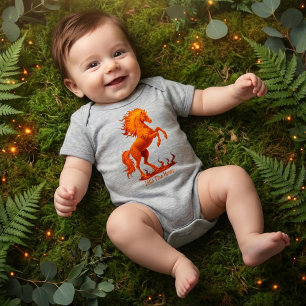 2026 Year of the Fire Horse Chinese Zodiac Baby Bodysuit