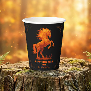 2026 Year of the Fire Horse Chinese Zodiac Paper Cups