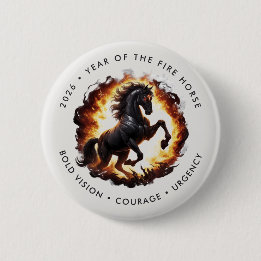 2026 Year of the Fire Horse Motivational 6 Cm Round Badge