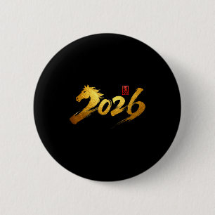 2026 Year Of The Horse Calligraphy Chinese Lunar N 6 Cm Round Badge
