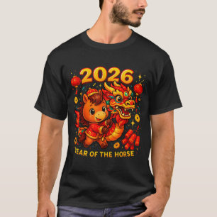 2026 Year Of The Horse Cute Lunar Newyear Art T-Shirt