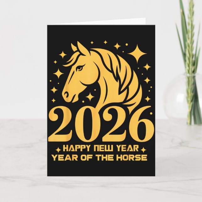 2026 Year Of The Horse Floral Zodiac Art Lunar New Card (Front)